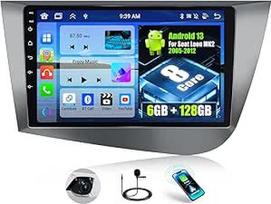 OiLiehu 6+128G 8 Core Android 13 automobilinis radijas Seat Leon MK2 2005-2012 Dvigubas DIN radijas CarPlay Android automobilinis radijas su ekranu 9 colių su Bluetooth GPS FM RDS WiFi SWC DSP/EQ atbulinės eigos kamera