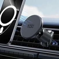 YOSH MagSafe mobiliojo telefono laikiklis automobilyje, magnetinis mobiliojo telefono laikiklis automobilyje, 360° kampu besisukantis laikiklis automobiliams su atnaujintu bimetaliniu kabliuku, skirtas iPhone 17/16/15/14/13/12 serijos telefonams ir Magsaf