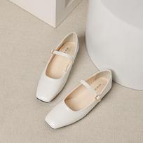Vintage Mary Jane Shoes for Women Casual Ballet Flat Shoes Square Toe Walking Shoes With Ankle Strap Women's Comfortable PU Leather Work Dressy Flats 35 balta