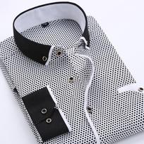 Verslo kasdienio stiliaus vyriški marškiniai su raštu, ploni, jaunatviški, slim fit, ilgomis rankovėmis 5XL mėlyna