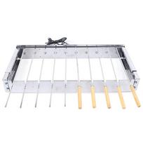 Kebabų automatinis besisukantis rotiseris BBQ kepsninės šašlykų iešmelių rinkinys 10 skylių sidabras