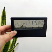LED Termometras Termo-higrometras Multifunkcinis Elektroninis Laikrodis Temperatūros Drėgmės Matuoklis Meteorologinė Stotis Namams Su Žadintuvu juoda