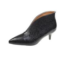 Kompaktiški moteriški minkštos odos batai, ankle boots, gyvatės odos raštas, stiletto, smailus galiukas, Europos ir Amerikos moteriški batai 35