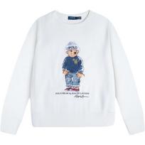 Polo Ralph Lauren apvalios apykaklės meškos rašto vilnos bliuzonas moteriškas bliuzonas baltas 211769528-001 S
