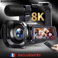8K vaizdo kamera - BAZARLAND30 - Modelis su 3 colių jutikliniu ekranu - 18x skaitmeninis priartinimas - 48MP juoda