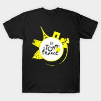 Men Black Print T-shirt Cycling Tour De France Ii No-Cut Heat Transfer Print Cotton Tshirt XL juoda
