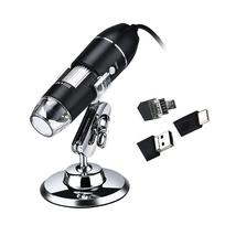 USB skaitmeninis mikroskopas, 1000x padidinimo kamera, 8 šviesos diodai su stovu, suderinama su Android 1600X