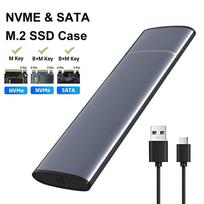 M.2 SATA NVMe korpusas, aliuminio išorinis HDD SSD dėklas USB C 3.1 Gen2 10Gbps į NVMe SATA NGFF PCIe išorinė dėžutė, skirta nešiojamam kompiuteriui 10Gbps NVME and SATA