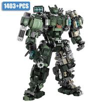 2024 NAUJAS MOC 1403 vnt. Karinis Mecha Warrior Robotas Statybiniai Blokeliai Super Šarvuotas Robotas Veiksmo Figūrėlė Plytelės Žaislai Vaikams Dovanos