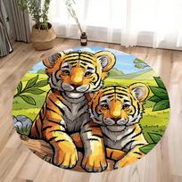 Safari Džiunglių Gyvūnų Spaudinio Apvalus Kilimas Vaikų Miegamojo Kilimas Svetainės Neslystantis Grindų Kilimėlis Sofos Stalo Kilimėliai Namų Dekoro Kilimas Diameter 60cm