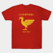 Men Black Print T-shirt Liverpool Liverbird Retro Vintage Big Gold No-Cut Transfer Paper Print Cotton Tshirt 2XL raudona