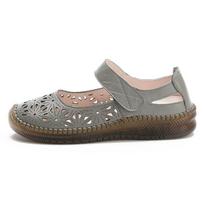 Summer Genuine Leather Flats Mary Jane Women's Shoes Woman Slip On Casual Loafers Hollow Out Soft Comfort Sandals Mother Shoes 35 pilka
