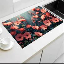 Bijūnų gėlių 3D sugeriantis neslidus virtuvės stalviršio kilimėlis 30x40 cm oranžinė