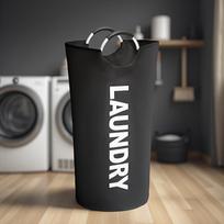 Didelis skalbinių krepšys - su sulankstomais skalbinių maišeliais, sulankstomi aukštos kokybės skalbinių krepšiai, tinkami daugiafunkcionaliam laikymui vonios kambariuose juoda