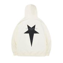 Grunge vintažinis vilnos megztinis Streetwear Hoodie Moteriškas Korėjos mados Hip Hop Star Print Oversize megztinis su gobtuvu Žiemos poros drabužiai S juoda