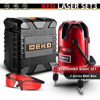 Laser Rotatif - DEKO - RED LASER SET3 - Nivellement automatique - Plage de travail 10m - Rouge et Vert raudona