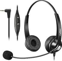 "Callez" 2,5 mm lizdo telefono ausinės su mikrofonu, slopinančios triukšmą, skirtos "Panasonic Gigaset C430A CL660HX" "Polycom Cisco SPA" belaidžiams fiksuotojo ryšio telefonams - sidabrinės spalvos