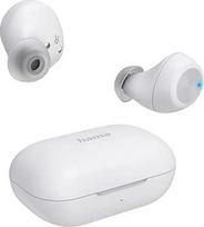 "Hama" "Bluetooth" ausinės į ausis (3 ekvalaizerio režimai, TWS ausinės su mikrofonu, "Bluetooth" ausinės su jutikliniu valdymu, valdymas balsu, pasyvus triukšmo slopinimas, atsparios purslams), baltos spalvos