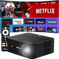 "Overmax" projektorius 4K Full HD 1080P "Multipic 5.2", "Google TV", "WiFi" ir "Bluetooth", automatinis 30° trapecinio iškraipymo koregavimas, elektrinis priartinimas, "Miracast" ir 360° pasukimas, ekranas iki 200 colių