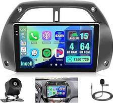 4 + 64G "Android" automobilinis radijas su ekranu, skirtas "Toyota RAV4" 2001-2006 m., belaidis "Carplay", automobilinis radijas su navigacija, 9 colių ekranas, "Android Car/FM/RDS/Reversing Cam