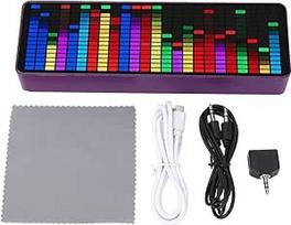 Garso indikatorius su ritmo šviesos lygiu, 20 x 7 spalvų RGB LED indikatorių, 384 LED, 16 x 24 segmentai, dinaminis spalvų keitimas, piktogramų analizatorius, balso jutiklis, pridedamas laikrodis