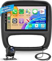 Hodozzy 2G + 64GB Android automobilinis radijas Opel Vivaro B 2014-2018 / Renault Traffic 3 2014-2021 Belaidis Carplay Android automobilis, radijas 9 colių jutiklinis ekranas su navigacija WiFi Bluetooth FM RDS su galiniu