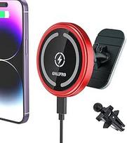 OHLPRO Magsafe automobilinis laikiklis su įkrovimo funkcija, 15 W greitojo įkroviklio magnetinis oranžinės/raudonos spalvos mobiliojo telefono laikiklis automobilyje, aliumininis laikiklis iPhone 17 16 15 14 13 12 Pro Max Plus, Sport Edition