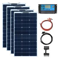 Saulės skydelio rinkinys, lankstūs 200W skydeliai, 12V baterijos suderinamumas, 400W rinkinys