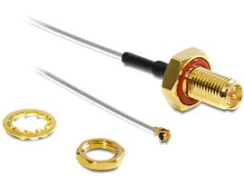 DeLOCK HF Antenna Connection for Installation - Antennenadapter - I-PEX (M) - RP-SMA (W) - 10cm - Grau (88458)