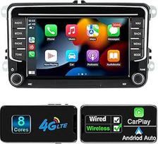 "Android" automobilinis radijas su navigacijos ekranu VW Golf 5 6 Seat Passat, 8 branduolių 4GB + 64GB belaidis "Android Car Carplay" VW radijas, 7 colių VW Polo T5 radijas RDS FM GPS Bluetooth WiFi