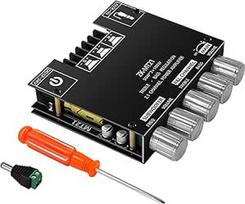 "Bluetooth" mini stiprintuvo plokštė su žemų dažnių garsiakalbio išvestimi, 2.1 kanalo garso stereofoninis stiprintuvas DC 12V-24V 50Wx2 Hi-Fi muzikos garsas su aukštų ir žemų dažnių valdymu, skirtas pasyviajam garsiakalbiui "pasidaryk pats", namų kompiut