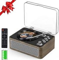 "Gueray" nešiojamasis "Bluetooth" CD grotuvas su garsiakalbiais 3600 mAh įkraunamas senovinių kompaktinių diskų grotuvas namams, retro ąžuolo medienos CD grotuvai FM radijas su nuotolinio valdymo pultu, palaiko USB AUX atkūrimą