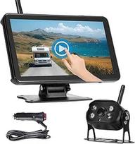 Belaidis atbulinės eigos kamerų rinkinys su 7 colių 1080P monitoriumi, atsparus vandeniui IP69, IR naktinio matymo, BSD aklosios zonos įspėjimas, DVR įrašymas, iki 4 kamerų/skirstomasis ekranas, 12 V, skirtas automobiliui, mikroautobusui ir nameliams ant