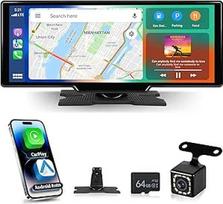Belaidis Carplay ekranas "Android" automobiliui, 10,26 colių nešiojamasis automobilinis radijas su belaidžiu Carplay ekranu, skaitmeninis imtuvas su "Bluetooth" GPS navigacija AUX/FM veidrodžio nuoroda "Siri" valdymas balsu