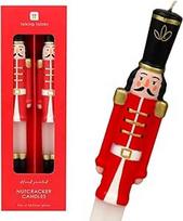 Kalbantys stalai 2 x rankomis tapytos "Nutcracker" vakarienės žvakės 25 cm nekvepiančios 6 valandų degimo laikas Šventinis Kalėdų stalo dekoravimas Kišenių užpildas arba slapta Kalėdų Senelio dovana