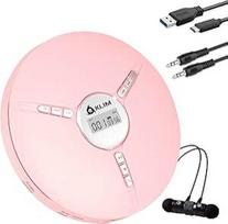KLIM Discman nešiojamasis CD grotuvas su įmontuotu akumuliatoriumi - su KLIM Fusion ausinėmis Kompaktiškas mini nešiojamasis CD grotuvas, suderinamas su CD-R, CD-RW ir MP3 - Discman CD grotuvas - rožinis