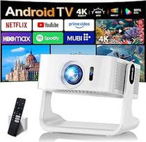Projektorius, suderinamas su "Netflix" 2026 4K projektorius su "5G WiFi 6" ir "Bluetooth 5.4" Nešiojamasis projektorius 1080P su automatiniu fokusavimu ir posūkio tašku, skirtas namams, lauko ir miegamojo projektoriui, baltos spalvos