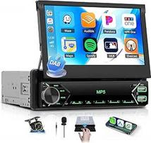 SIXTOP DAB+ 1DIN automobilinis radijas "Bluetooth" su belaidžiu "CarPlay" ir "Android Car", 7 colių ištraukiamas ekranas, 1DIN automobilinis radijas su EQ, FM, C tipo/USB/AUX Mirrorlink SWC + atbulinės eigos kamera
