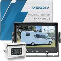 VSG 24 7 colių "SmartPlus Premium" atbulinės eigos kamera nameliams ant ratų ir karavanams Kamerų rinkinys, įskaitant 20 m kabelį, ekraną, naktinį matymą, 155° kampą, 12-24 V, IP68, skirtas atbulinės eigos pagalbos automobiliui įrengti