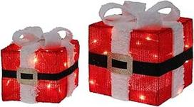 Well Home Weihnachtsdekoration mit 2 Geschenkboxen mit LED-Leuchten, 15 cm und 20 cm