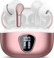 "Bluetooth" ausinės, belaidės "Bluetooth 5.4" ausinės, 4 ENC triukšmo slopinimo mikrofono ausinės, "HiFi Stereo Deep Bass", 40H atkūrimo laikas, IP7 vandeniui atsparios ausinės, jutiklinis valdymas, LED ekranas, rožinis auksas