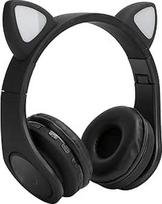"Cat Ear" "Bluetooth" ausinės vaikams su mikrofonu, LED apšvietimu, TF palaikymo kortele, sulankstomos ausinės mergaitėms, berniukams, suaugusiesiems (juodos spalvos)