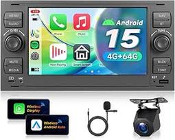 "Ford Focus Fiesta C/S-Max Transit Galaxy Mondeo Connect", 7 colių HD jutiklinio ekrano radijas su belaidžiu "Carplay" "Android" "Android" automobiliniu GPS "WiFi" USB C tipo "Bluetooth" FM RDS