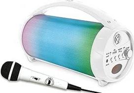 "Lexibook iParty BTP585ZLXB" nešiojamasis "Bluetooth" šviesos garsiakalbis su mikrofonu, stereofoninis, šviesos efektai, karaokė, belaidis, FM radijas, USB, SD kortelė, baterija, baltas