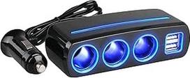 "Linkstyle" 120 W automobilinis cigarečių žiebtuvėlio adapteris, automobilinis įkroviklis su 3 lizdais, 2 USB-A prievadais ir LED lempa, 12 V/24 V įrenginių daliklis namelyje ant ratų