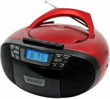 "Sunstech CXUM53" nešiojamas stereofoninis CD / kasetinis radijas 2W CD / R / RW / MP3 / WMA FM USB/AUX-IN (raudona)