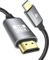 10 pėdų ilgio USB C ir HDMI 2.1 kabelis, palaikantis 8K@60Hz ir 4K 120Hz, dinaminį HDR, "Thunderbolt 3/4/5", USB 4 prievadas, C tipo HDMI kabelis, skirtas "MacBook Pro/Air", XPS, "ThinkPad", "iPhone 15/16" serijoms
