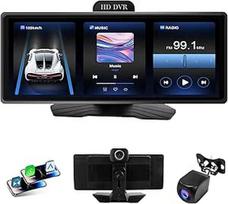 10,26 colių "Carplay" ekranas universaliam automobiliui, nešiojamasis automobilinis radijas su belaidžiu "Apple Carplay" ir "Android" automobiliu, 1080P priekinė ir galinė kamera, valdymas balsu, GPS, AUX/FM su 64G TF kortele