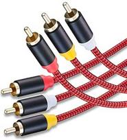 2 m garso ir vaizdo RCA kabelis 2 metrų 3 RCA vyriškos ir 3 RCA vyriškos lyties 24K auksu dengtas kompozitinis AV kabelis, suderinamas su televizoriaus priedėliu, garsiakalbiais, stiprintuvais, DVD grotuvais ir kt.