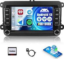 2G + 64G CAMECHO Android 13 automobilinis radijas VW Golf 5 Polo Skoda su Navi Carplay Android Car, 7 colių Double DIN automobilinis radijas su jutikliniu ekranu, Bluetooth Mirror Link FM/RDS WiFi SWC ir USB